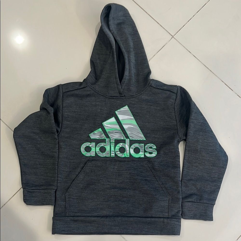 Adidas Gray Pullover Hoodie with Mint Logo
